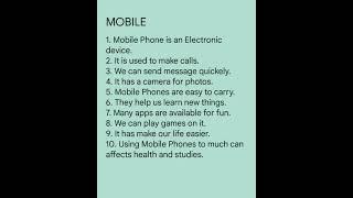 10 Lines on Mobile Phone in English || Essay on Mobile Phone essay in English