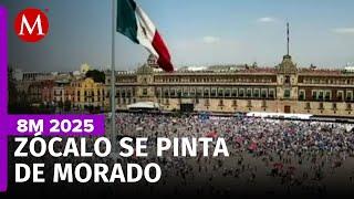 Mujeres transforman la Plancha del Zócalo con mensajes y protestas en el 8M