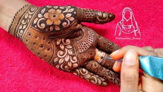 Beautiful Latest Heavy Palm Henna Design || Beautiful Bharwa Mehndi Design For Karwachauth 2021