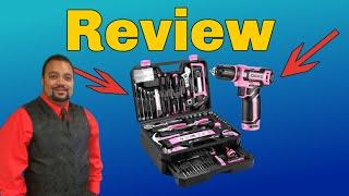 238 Piece Pink Tool Kit Box With 12V Cordless Drill Set