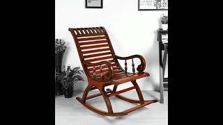 Teak Wood Light Brown Rocking Chair ll #chair #teakook #rockingchair #woodenchair