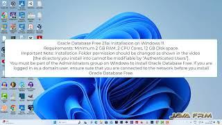 Oracle Database 23ai Free installation on Windows 11 and connect with SQL Developer - Oracle 23ai