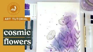 Colorful Floral Line Drawing Tutorial