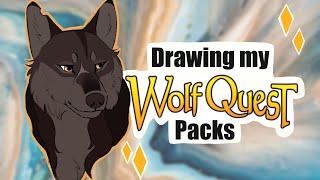 Drawing my Wolfquest pack leaders and their puppies!