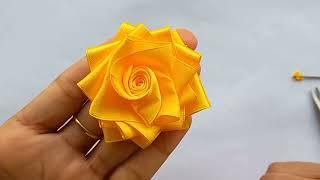 DIY Ribbon Flowers / How to make ribbon flowers / Easy making with needle / Amazing Ribbon Tricks