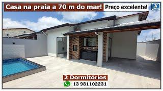  Casa linda na praia com piscina a 60 m do mar pronta para morar!