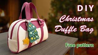 (ASMR) DIY Christmas Mini Duffle Bag - Free Pattern and Tutorial by Miko Craft