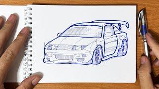 How to draw a NISSAN 300ZX || Drawing nissan 300 zx z32 1991 stance car step by step