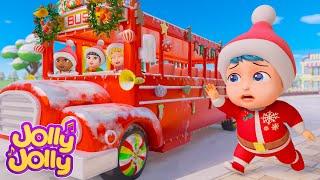 Bus Song for Christmas - Wheels on the bus + More | Jolly Jolly Nursery Rhymes