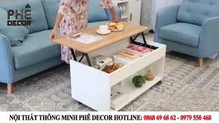 BÀN TRÀ THÔNG MINH 2 CHỨC NĂNG - NỘI THẤT THÔNG MINH PHÊ DECOR