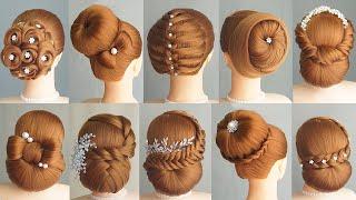 10 Simple And Easy Hairstyle With 1 Donut | Hair Bun Styles For Wedding & Party