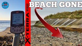 Minelab X-Terra PRO. Metal Detecting on the Beach. DESTROYED BY STORMS