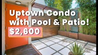 APT TOUR: Condo for RENT in UPTOWN, Dallas! 2 bed, 2 story + POOL! Katy Trail Access & WD included!