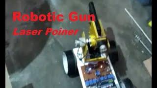 Laser pointing robotic Gun shooting testing 360 degree control by long range wireless remote