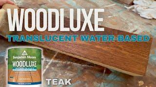 WOODLUXE Translucent Water-Based Stain by Benjamin Moore in TEAK Applied to Cedar & Pressure Treated