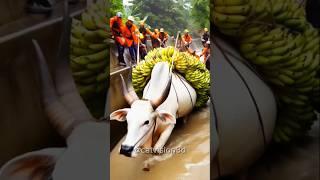Cow swept away by huge current finally rescued #cow #animals #humanity #rescueanimals