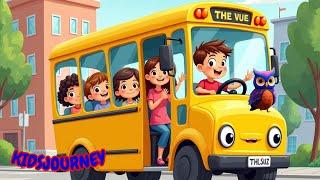 The Wheels on the Bus | The wheels on the bus go round and round with Lyrics | Kidsjourney