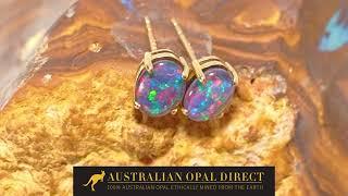 Gold Earrings, Green Earrings, Opal Stud Earrings - Australian Opal Direct | Worldwide Shipping