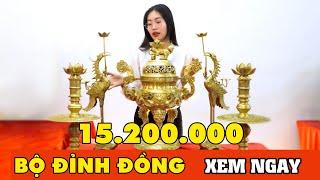 Bộ đỉnh đồng ngũ sự song long trên ban thờ gia tiên