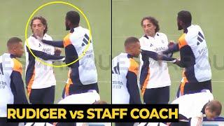 Rüdiger looks ANGRY after SLAPPING Real Madrid coaching staff in training ahead Espanyol game