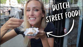 Trying DUTCH STREET FOOD in AMSTERDAM! (Albert Cuyp Market - Food Tour + Shopping)