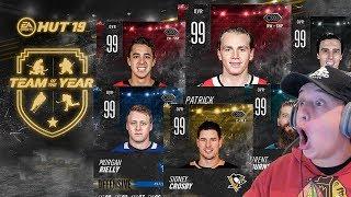 THE LARGEST TEAM OF THE YEAR PACK OPENING YET! $300 IN HUT PACKS! | NHL 19 HUT PACKS