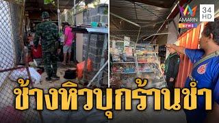 ชาวบ้านผวา! ช้างป่าหิวโซบุกหาอาหาร ร้านชำพังยับ | ข่าวอรุณอมรินทร์ | 19/11/67