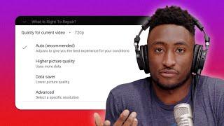 Marques Ranting about the New YouTube Mobile Quality Selector