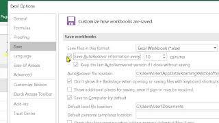 how to enable autosave in excel