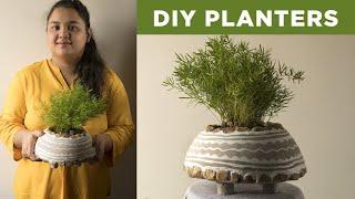 HowTo Make Diy Planters With Cement Sand & Pebbles ||  How To Make beautiul Planters At Home