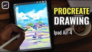 Procreate Drawing timelapse | Himalayan Village | Ipad air 4 art