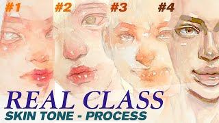  REAL CLASS - WATERCOLOR "SKIN TONE" DETAIL PROCESS TUTORIAL 