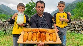 VERY TASTY CHICKEN KIEV CUTLETS COOKED IN THE VILLAGE ON A BONFIRE