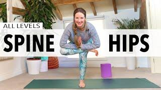 Yoga Flow For Spine & Hip Mobility - All Levels Yoga For Fexibility & Strength - YogaCandi