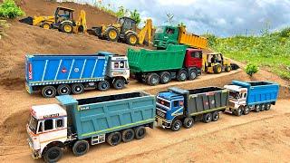 Jcb 3dx backhoe and Tata tipper truck 2518 parking videos | jcb cartoon | dumper gadi #2