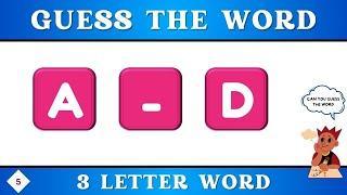 Fill in the missing letters and Complete the words (3 letter words) | Word puzzle game - #5