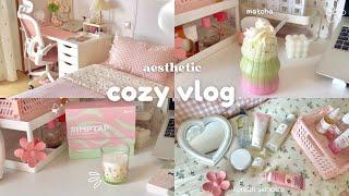 °.𐙚⋆Cozy day in my lifeaesthetic vlog, skincare, art supplies unboxingmatcha latte, journaling…