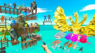 Parkour ZigZag Hunting Godzilla and Fights Sea Monsters - Animal Revolt Battle Simulator