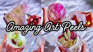 Satisfying flower art peel off compilation | ASMR art peeling reveal, Resin art flower crafts