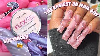 TRYING KIARA SKY NEW FLEX GEL! 3D NAIL ART JUST GOT EASIER | Acrylic Nails For Beginners