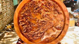 Tượng Gỗ Đẹp: Tranh Đĩa Phú Quý Mãn Đường Đẹp Mãn Nhãn| Tượng Gỗ Độc Đáo #shorts