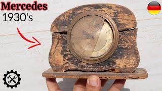 Restoration of an old wooden alarm clock from the 1930s , Mercedes brand