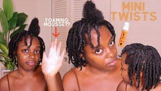 The Juiciest mini twists w/ foam mousse on 4c hair! A Must Try method