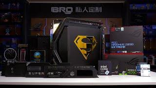 「BRO」4K Water Cooled PC Build ROG Hyperion GR701 Carbon Fiber Super Man Theme.#pcbuild 创世神碳纤维超人黑金