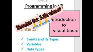 BCA unit 2 programming in VB |English |Introduction to visual basic part1