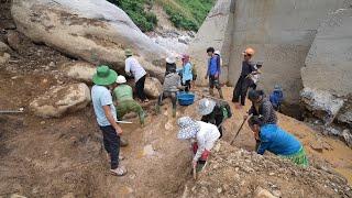 2 nhịp cầu Chống Chơ ( T11 ) | Đào xong 2 móng dân bản vét sạch trền đá liền khối khổng lồ