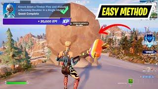 How to EASILY Knock down a Timber Pine and dislodge a Runaway Boulder in a Single Match Fortnite