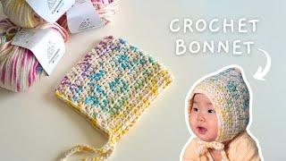 Turn a crochet rectangle into a pixie bonnet!