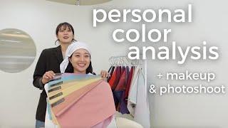 korea vlog  professional personal color analysis, autumn mute makeup, profile pic photoshoot