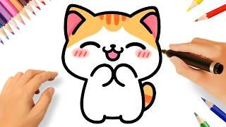 HOW TO DRAW A CUTE KAWAII CAT EASY 